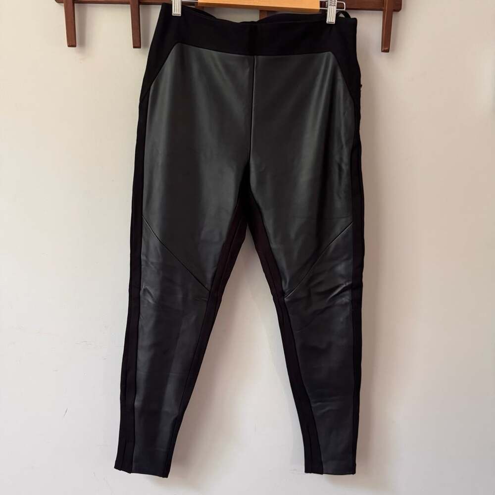 Faux Leather Panel Leggings Black Women’s XL